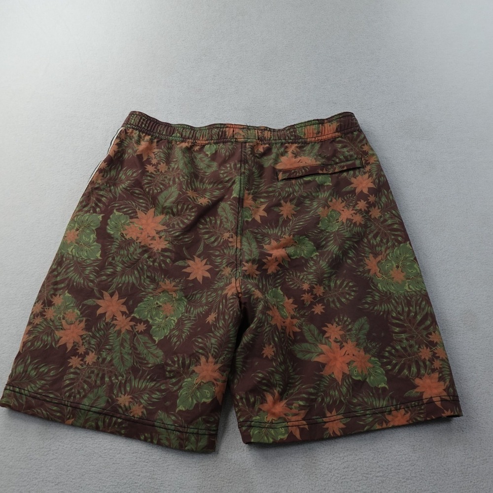 Kith Mens M Swim Shorts Tropical Floral Print Mesh Lined Side Stripe Trunks